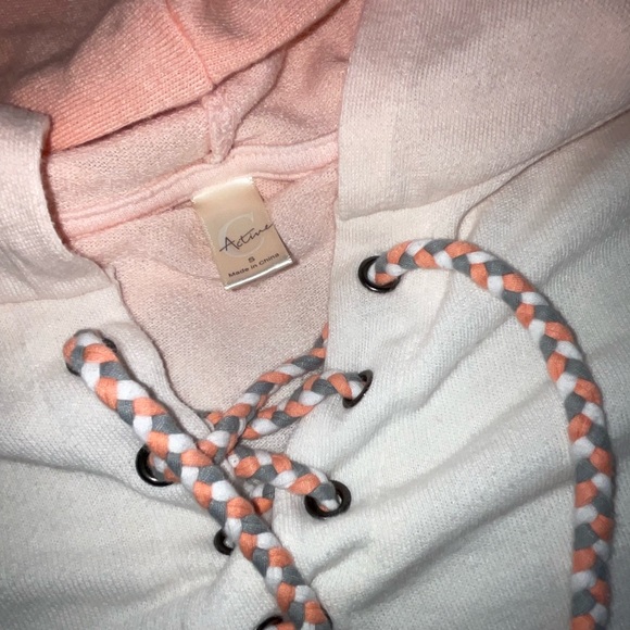 2pc*BUNDLE* BLUSH PINK & PEACH -plush pullover hoodie & sweater Jacket YOUTH S - Picture 4 of 10